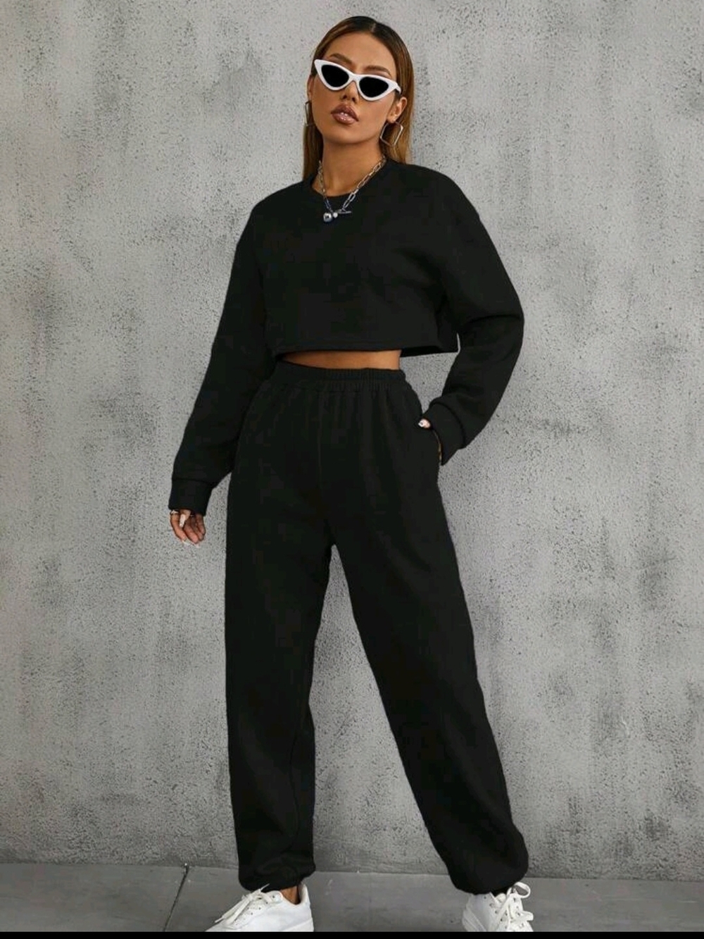 High-Waist Black Jogger Pants for Women
